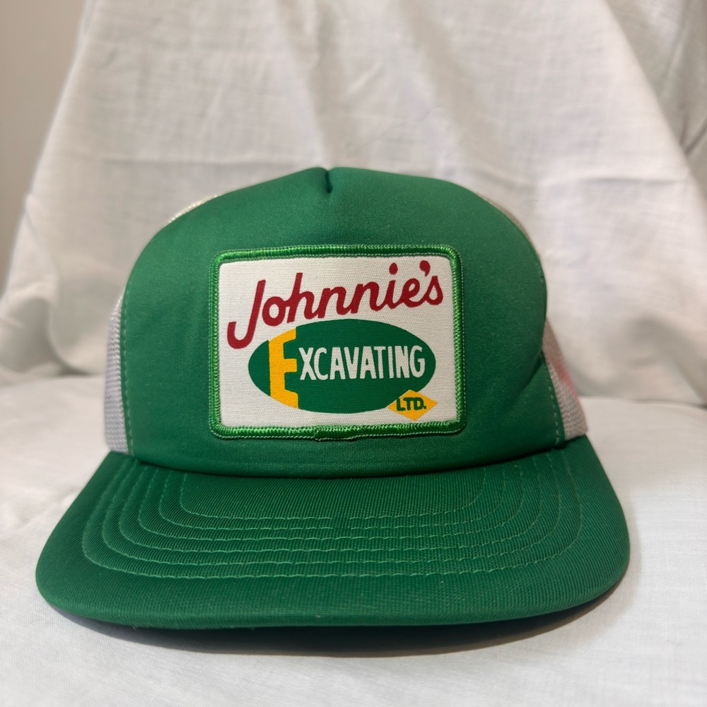 Vintage Green Johnnie's Excavating Trucker Hat Calgary, Alberta